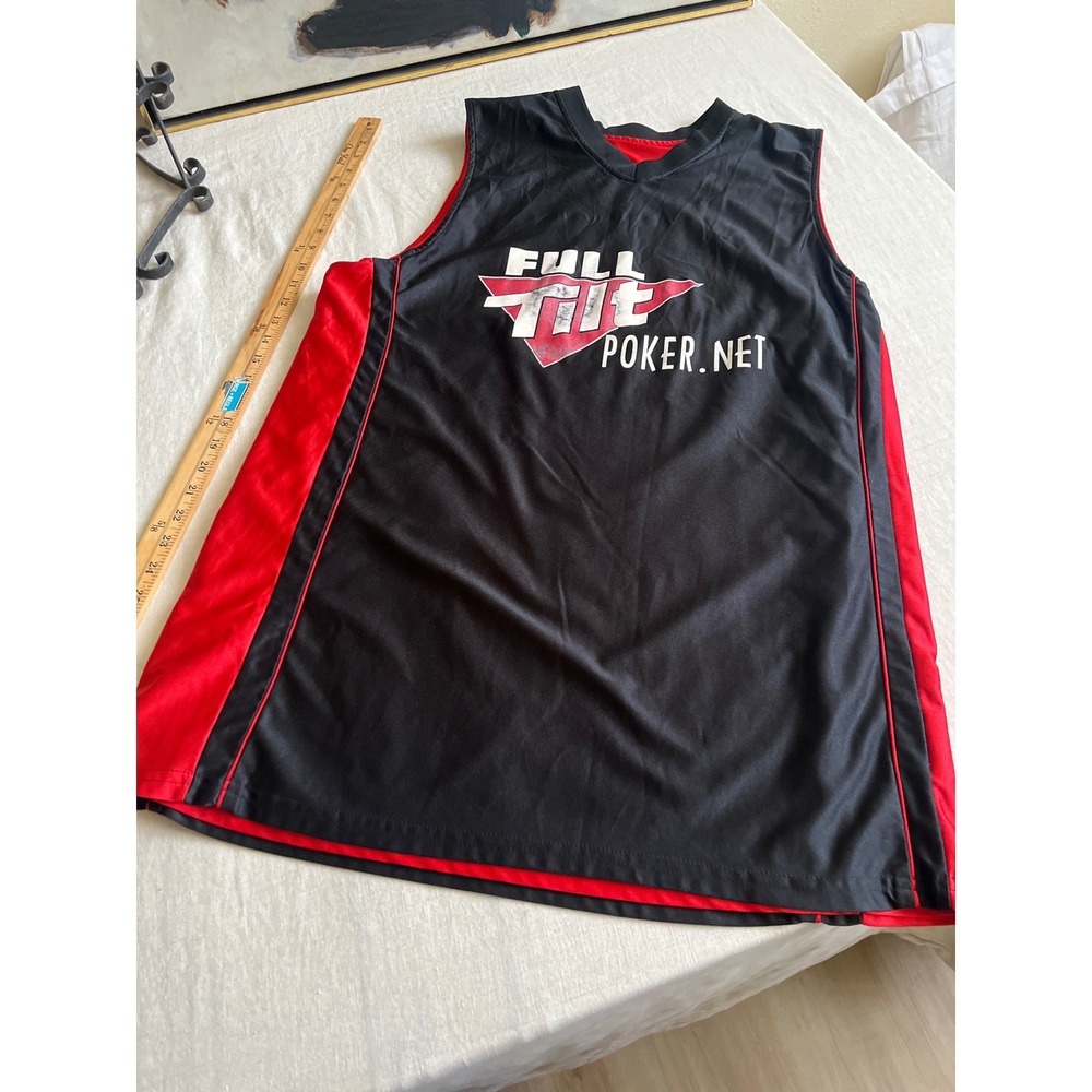 Teamwork Full Tilt Poker Jersey Mens Black Red Tilter 09 Sleeveless Tank Top